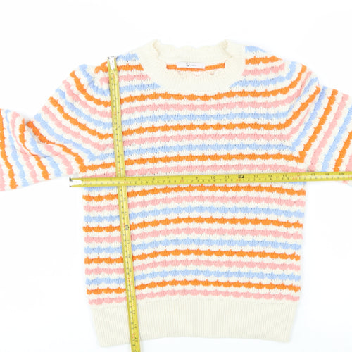 Tu Women Multicoloured Striped Knit Jumper Size 8 Pullover