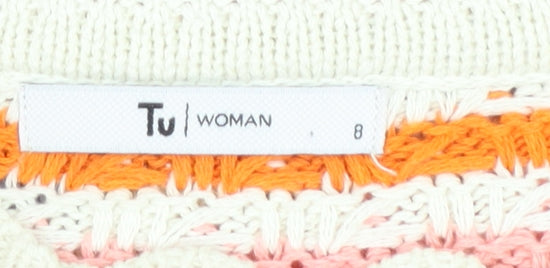 Tu Women Multicoloured Striped Knit Jumper Size 8 Pullover