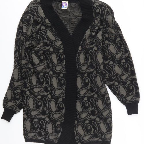 Yessica Women Black Grey Paisley Knit Long Sleeve Cardigan One Size