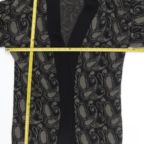 Yessica Women Black Grey Paisley Knit Long Sleeve Cardigan One Size