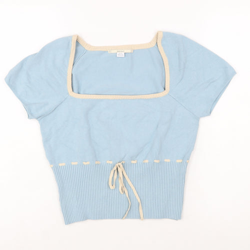Kimchi Blue Women Blue Square Neck Short Sleeve Pullover Jumper XL