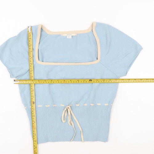 Kimchi Blue Women Blue Square Neck Short Sleeve Pullover Jumper XL