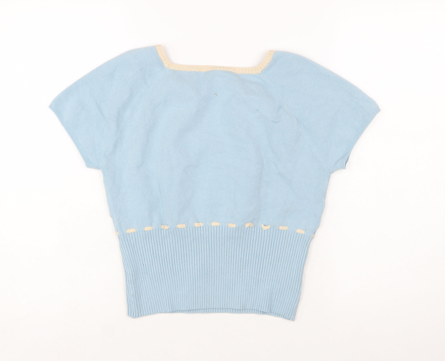 Kimchi Blue Women Blue Square Neck Short Sleeve Pullover Jumper XL