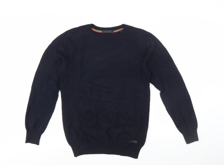 Scotch & Soda Men's Navy Blue Medium Crew Neck Pullover Jumper