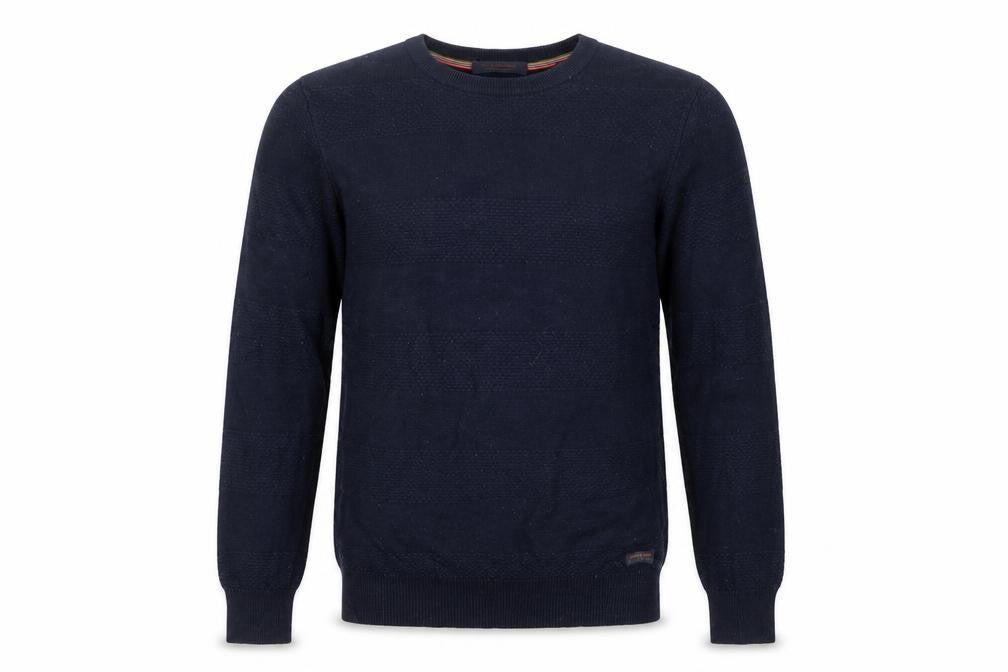 Front view of Scotch & Soda Men's Navy Blue Medium Crew Neck jumper