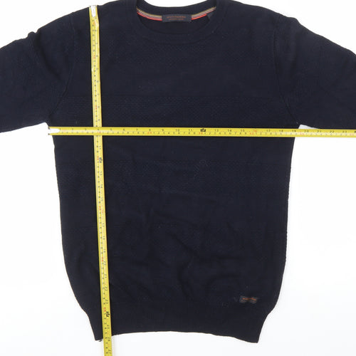 Scotch & Soda Men's Navy Blue Medium Crew Neck Pullover Jumper