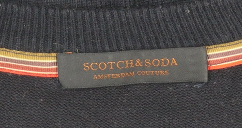Scotch & Soda Men's Navy Blue Medium Crew Neck Pullover Jumper