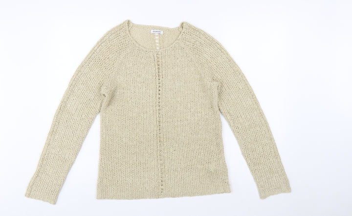 Damart Women Beige Open-Knit Pullover Jumper Size S