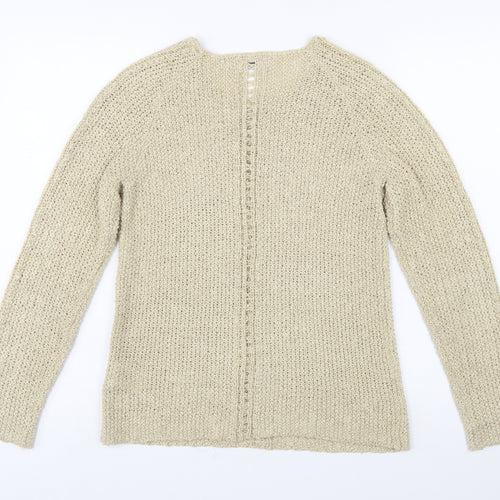 Damart Women Beige Open-Knit Pullover Jumper Size S