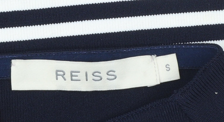 Reiss Women Black Striped Pencil Skirt Size S Stretch Knit