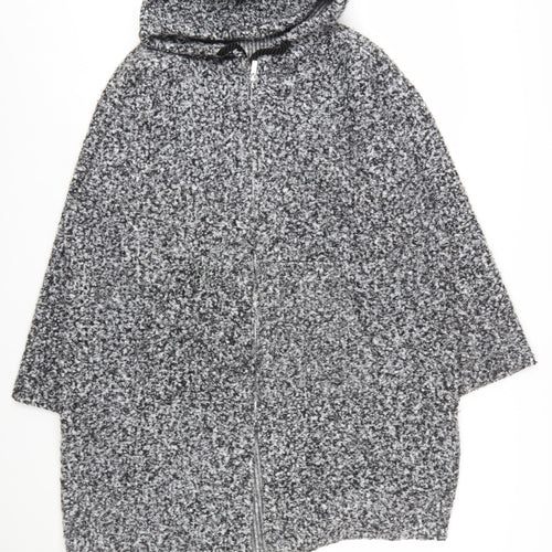 Beloved Woman Grey Hooded Full Zip Cardigan L Soft Knit