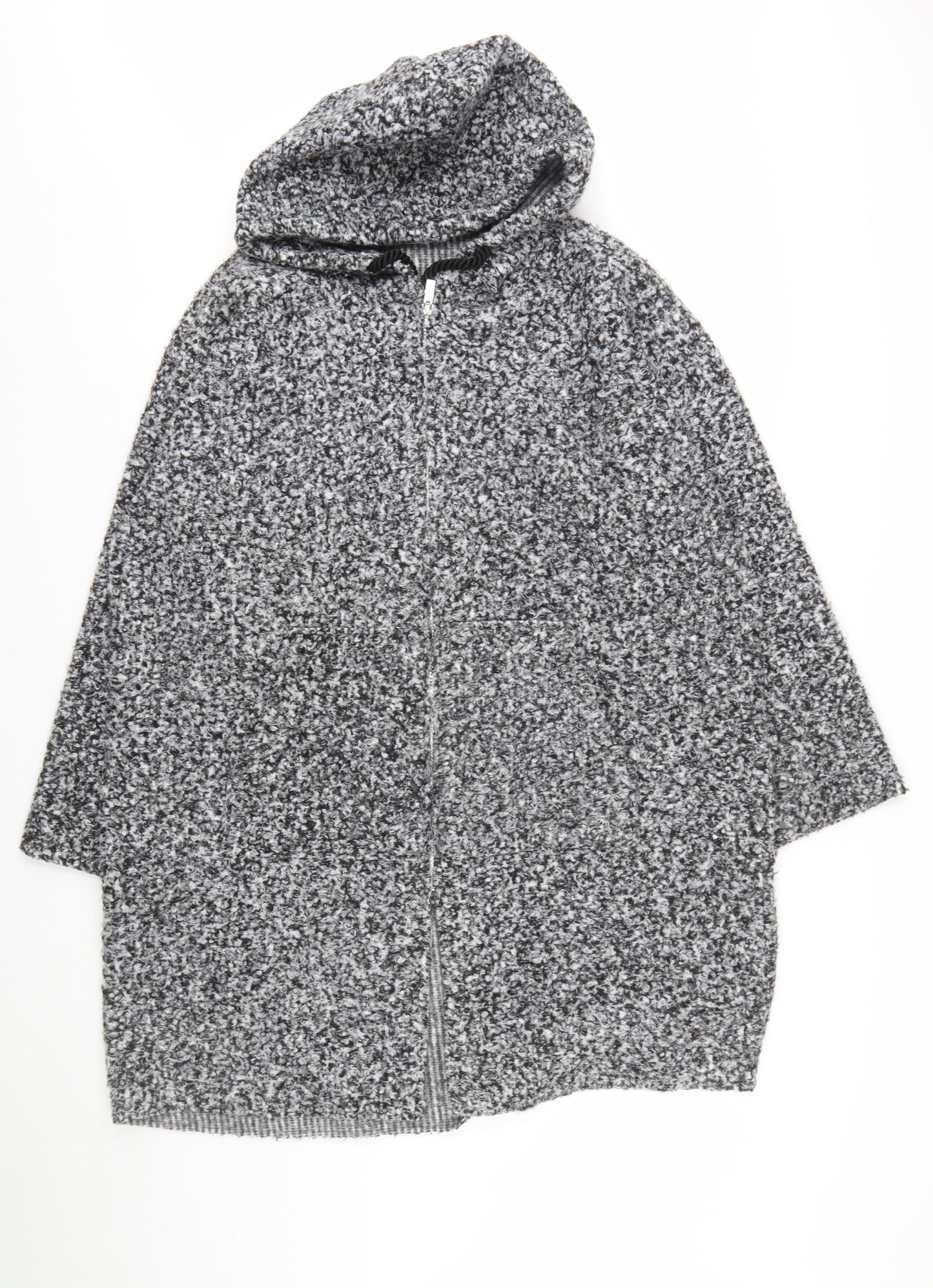 Beloved Woman Grey Hooded Full Zip Cardigan L Soft Knit