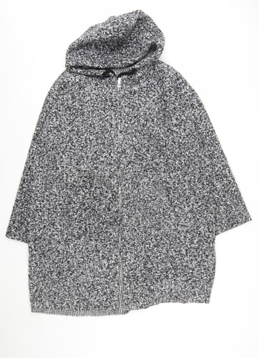 Beloved Woman Grey Hooded Full Zip Cardigan L Soft Knit