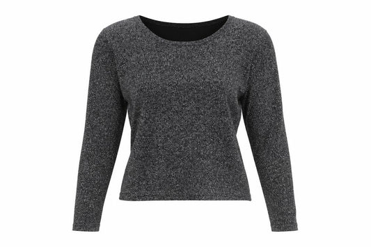 Front view of House of Fraser women’s black silk blend sparkle long sleeve blouse m