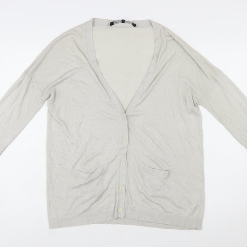 French Connection Women's Beige L Cardigan Knit Viscose Blend