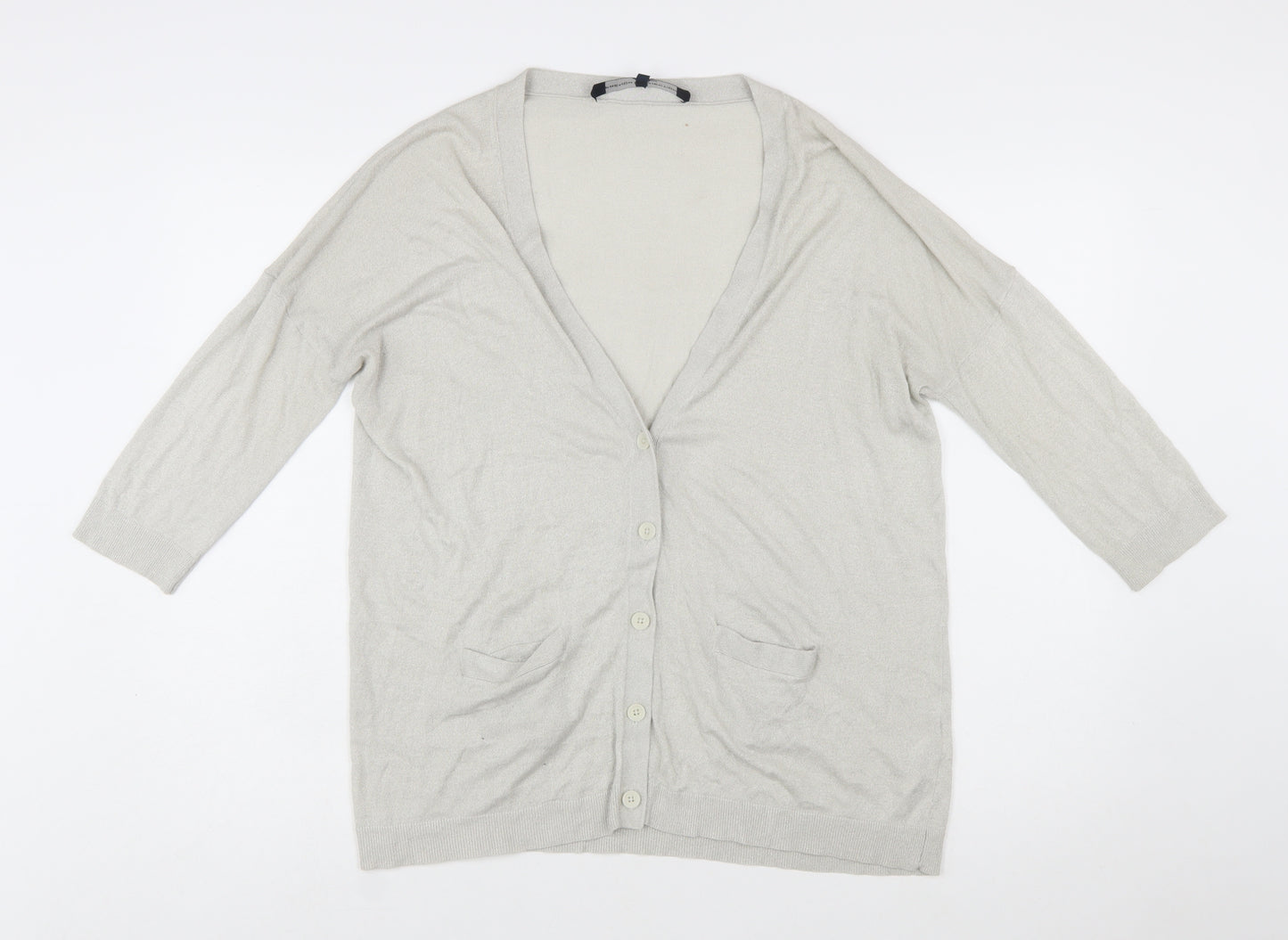 French Connection Women's Beige L Cardigan Knit Viscose Blend