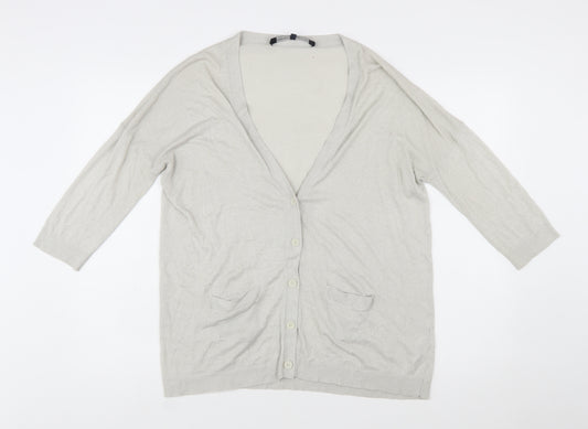 French Connection Women's Beige L Cardigan Knit Viscose Blend
