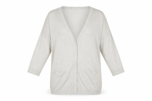 Front view of French Connection Women's Beige L Cardigan Knit Viscose Blend