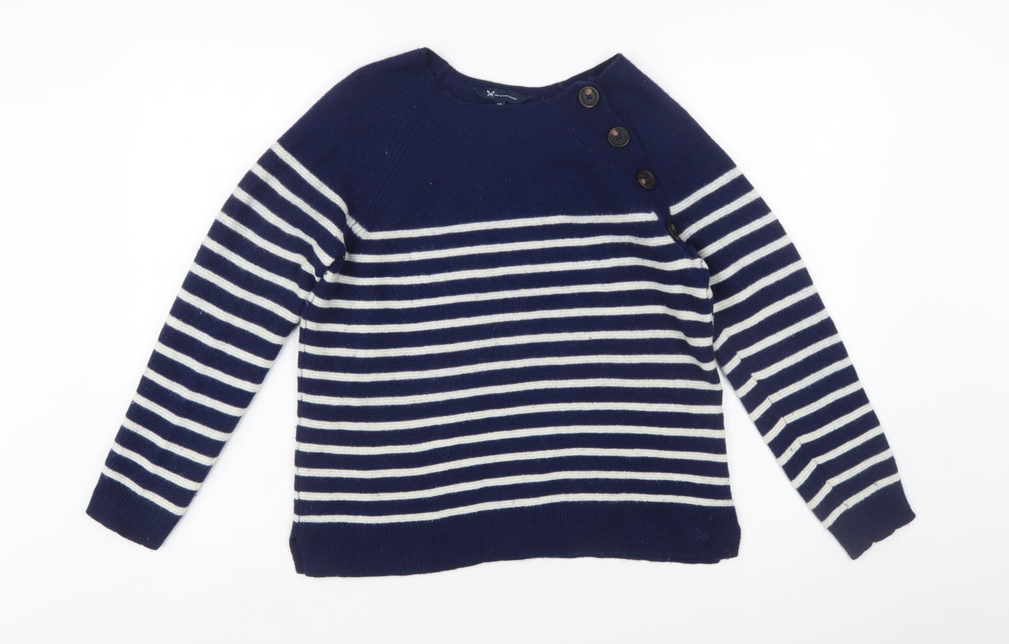 Crew Clothing Company Womens Blue Striped Merino Wool Jumper Size 12
