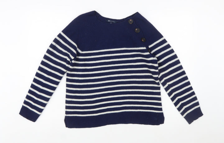 Crew Clothing Company Womens Blue Striped Merino Wool Jumper Size 12