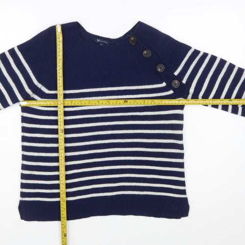 Crew Clothing Company Womens Blue Striped Merino Wool Jumper Size 12