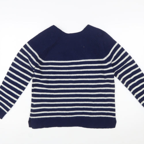 Crew Clothing Company Womens Blue Striped Merino Wool Jumper Size 12