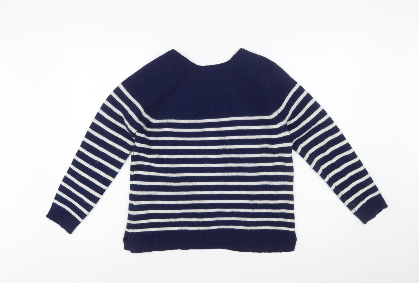 Crew Clothing Company Womens Blue Striped Merino Wool Jumper Size 12