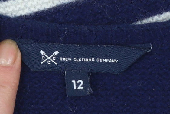 Crew Clothing Company Womens Blue Striped Merino Wool Jumper Size 12