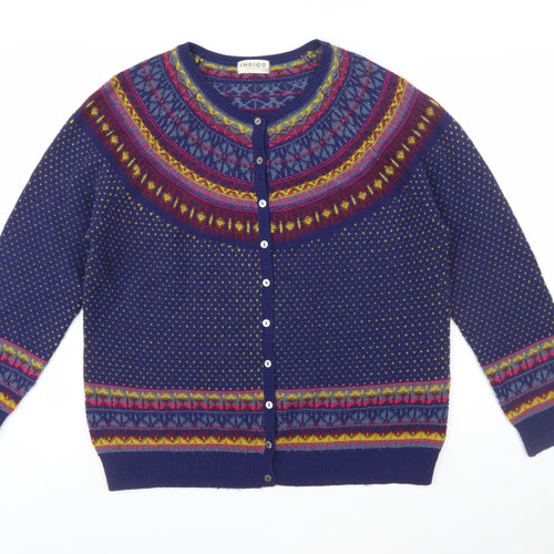 Marks and Spencer Women Blue Fair Isle Cardigan UK 20 Wool Blend
