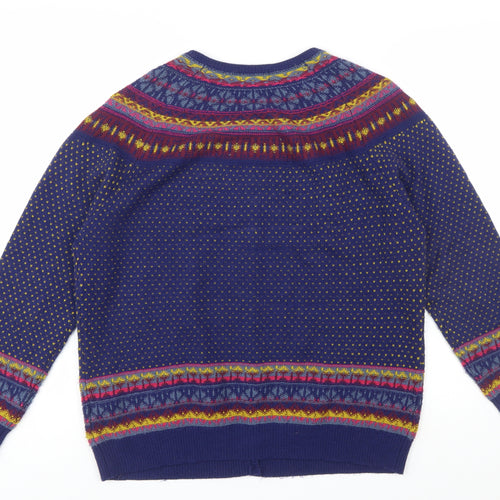 Marks and Spencer Women Blue Fair Isle Cardigan UK 20 Wool Blend
