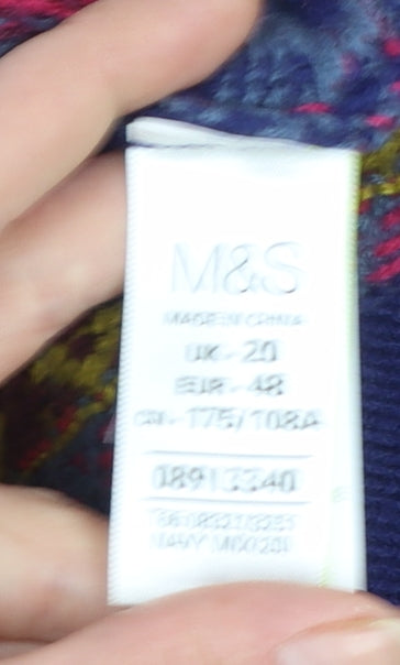 Marks and Spencer Women Blue Fair Isle Cardigan UK 20 Wool Blend