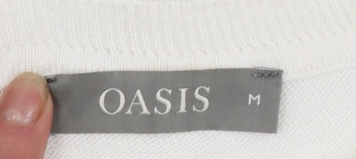 Oasis Women Ivory Polka Dot Short Sleeve Cotton Pullover Jumper Size 10
