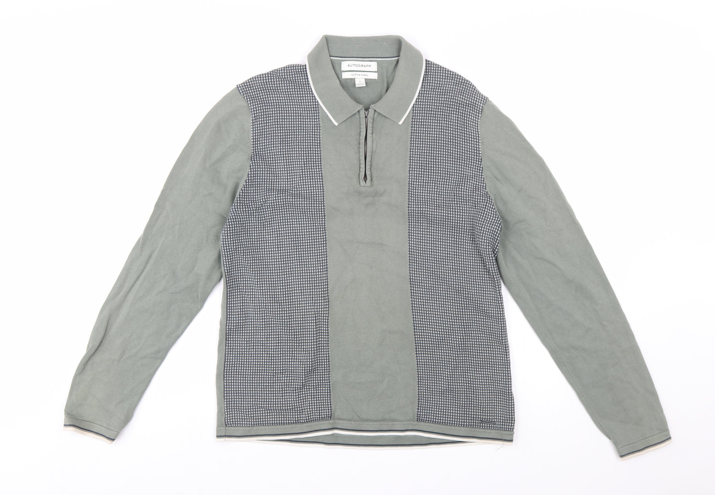 Marks and Spencer Autograph Men's Grey Collared Long Sleeve Pullover Jumper M