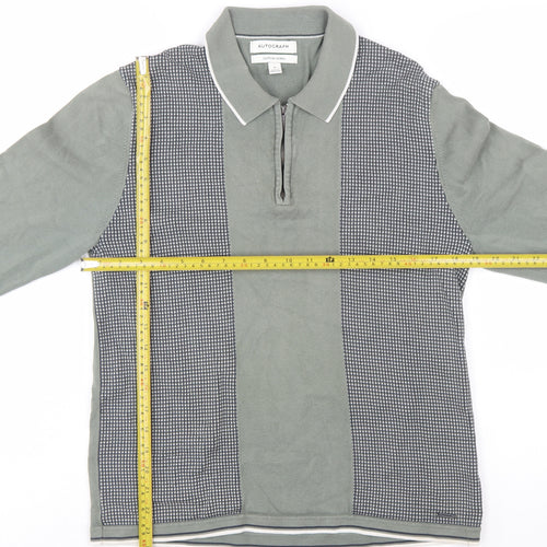 Marks and Spencer Autograph Men's Grey Collared Long Sleeve Pullover Jumper M