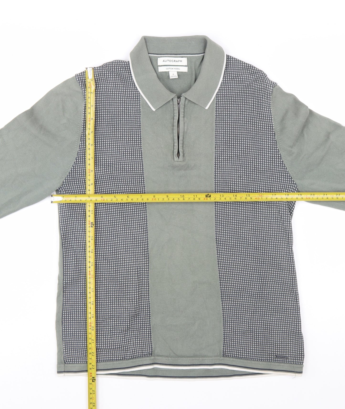 Marks and Spencer Autograph Men's Grey Collared Long Sleeve Pullover Jumper M