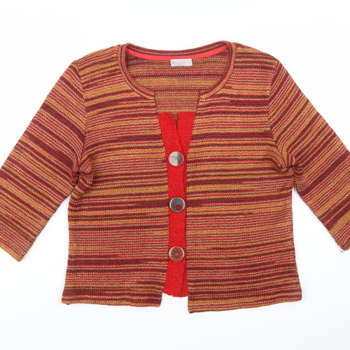 Marks and Spencer Per Una Women's Multicoloured L Striped 3/4 Sleeve Cardigan