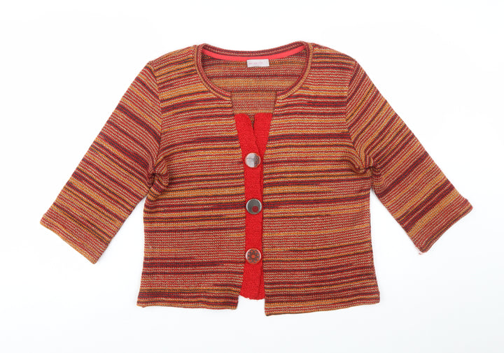 Marks and Spencer Per Una Women's Multicoloured L Striped 3/4 Sleeve Cardigan
