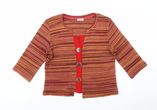Marks and Spencer Per Una Women's Multicoloured L Striped 3/4 Sleeve Cardigan