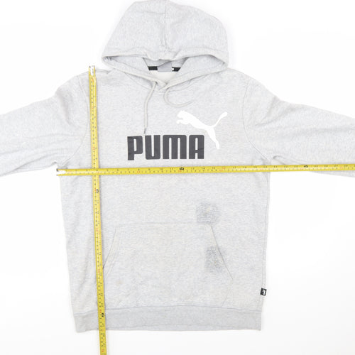 Puma Men's Grey Pullover Hoodie Small Graphic Logo Sweatshirt