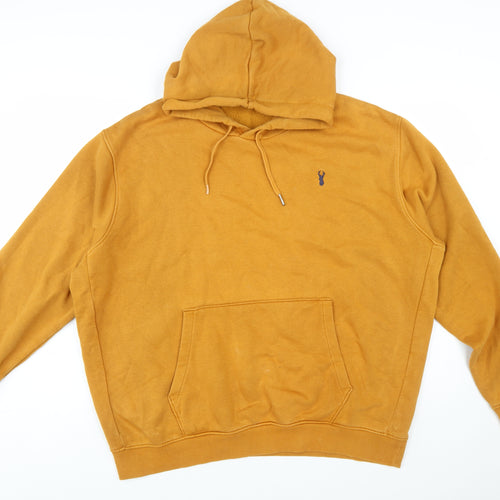 Next Men's Brown 2XL Pullover Hoodie with Logo and Kangaroo Pocket