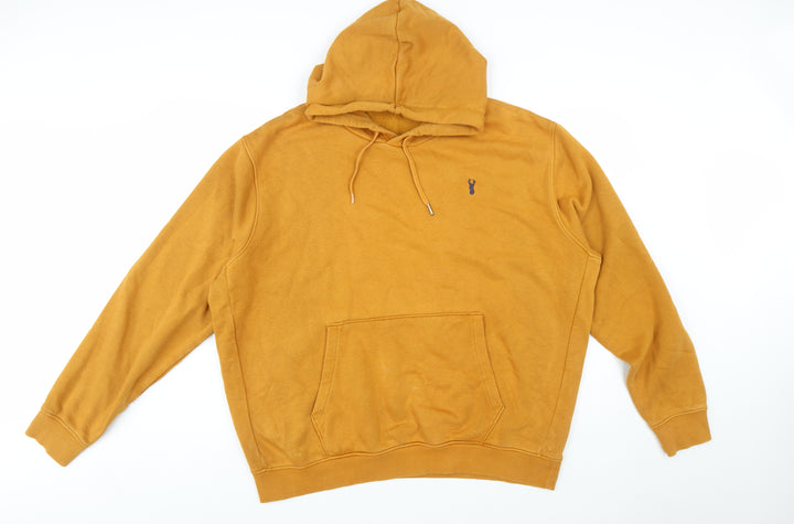 Next Men's Brown 2XL Pullover Hoodie with Logo and Kangaroo Pocket