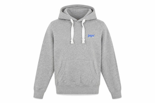 Front view of Superdry Men's Grey Pullover Hoodie S Regular Fit Fleece Lined