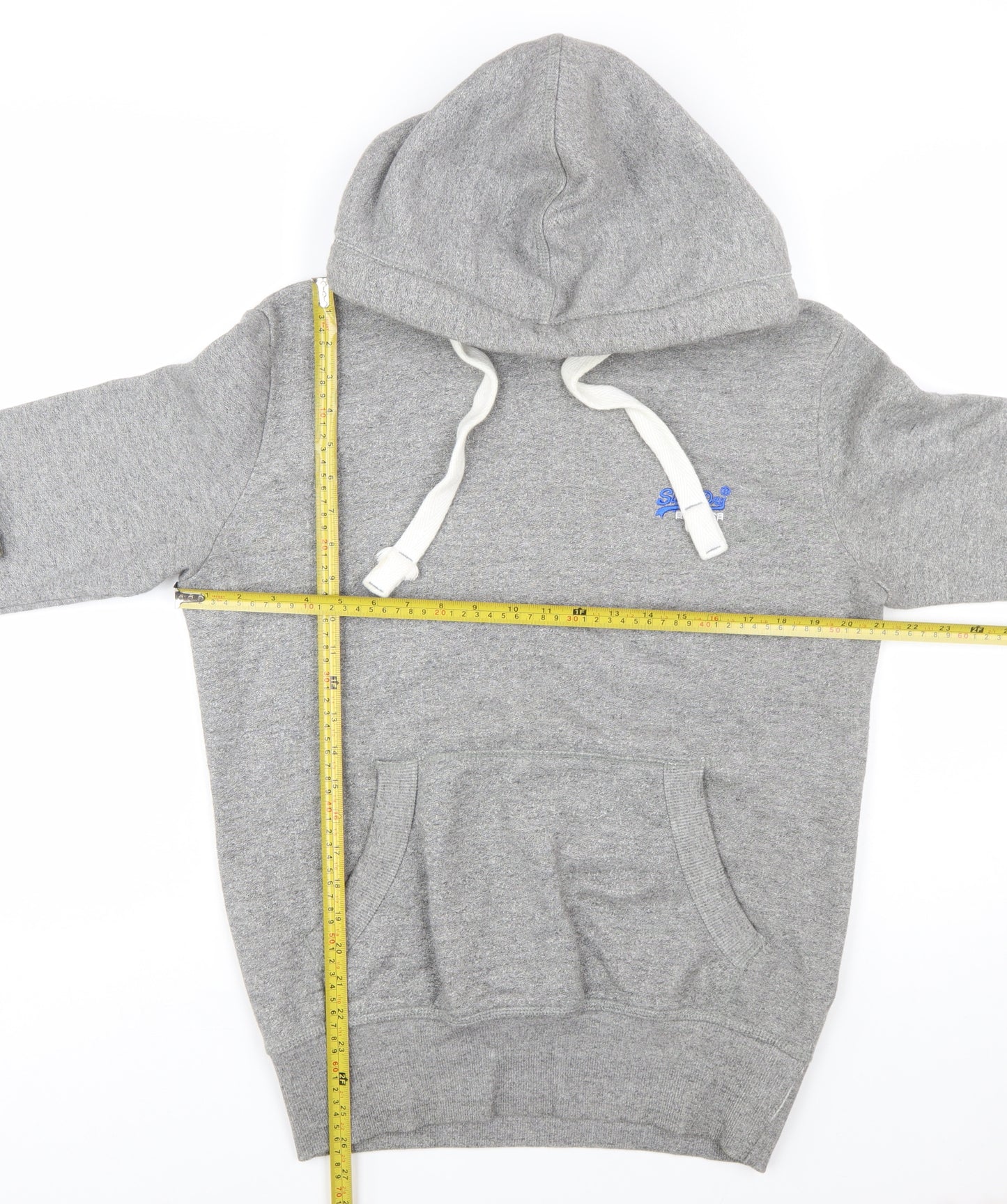 Superdry Men's Grey Pullover Hoodie S Regular Fit Fleece Lined