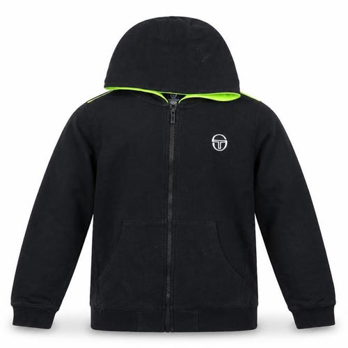 Sergio Tacchini Boys Black Full Zip Hoodie 14 Years 164cm Cotton Logo Sportswear