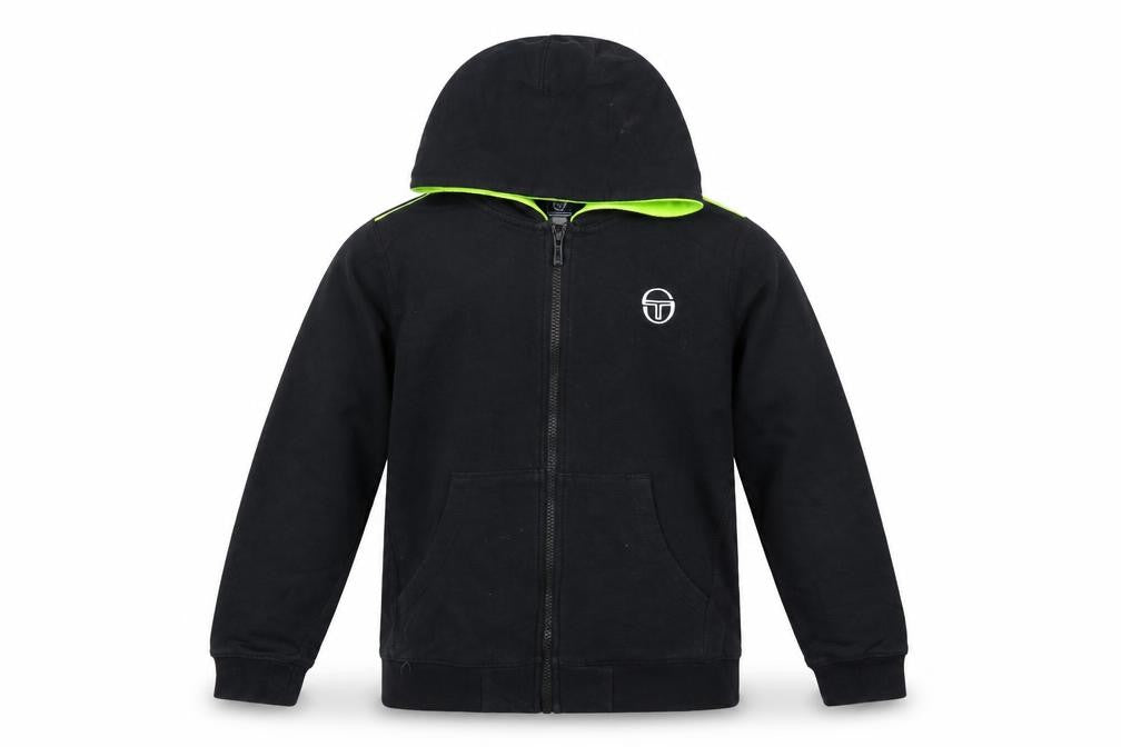 Sergio Tacchini Boys Black Full Zip Hoodie 14 Years 164cm Cotton Logo Sportswear