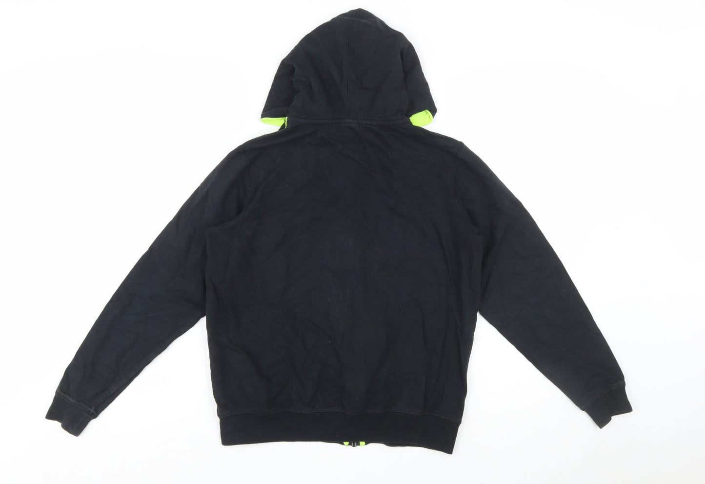 Sergio Tacchini Boys Black Full Zip Hoodie 14 Years 164cm Cotton Logo Sportswear