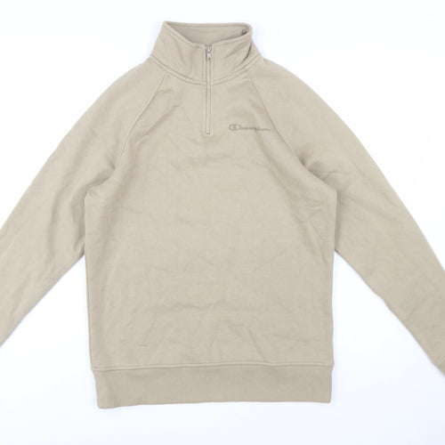 Champion Men Beige 1/4 Zip Pullover Sweatshirt Small Regular Fit