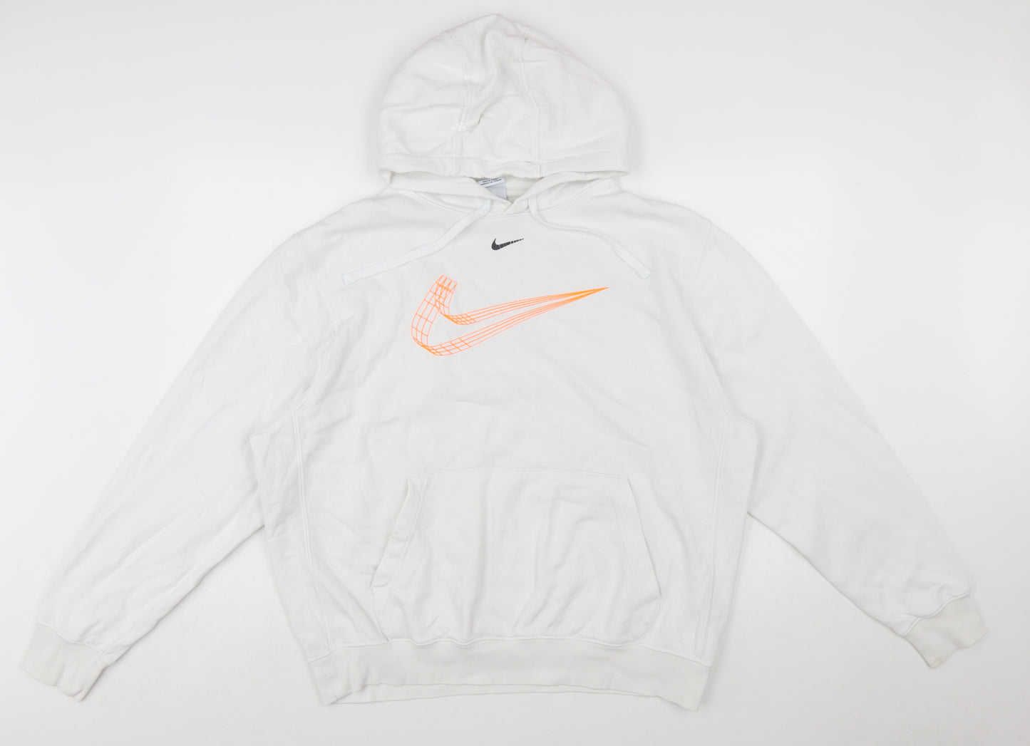 Nike Men White Pullover Hoodie L Graphic Logo Sportswear