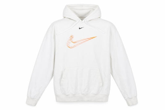 Front view of Nike Men White Pullover Hoodie L Graphic Logo Sportswear