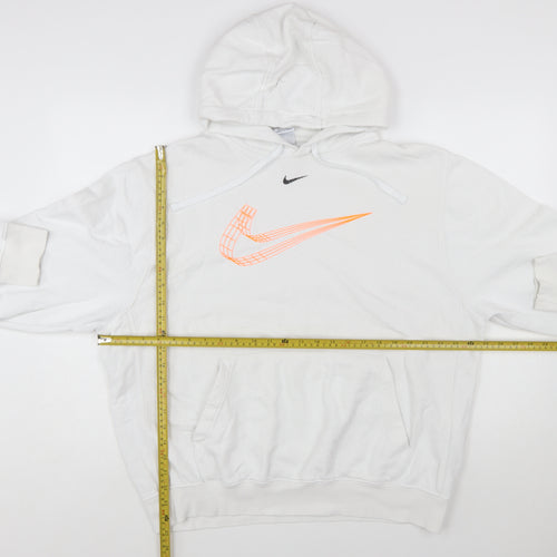 Nike Men White Pullover Hoodie L Graphic Logo Sportswear